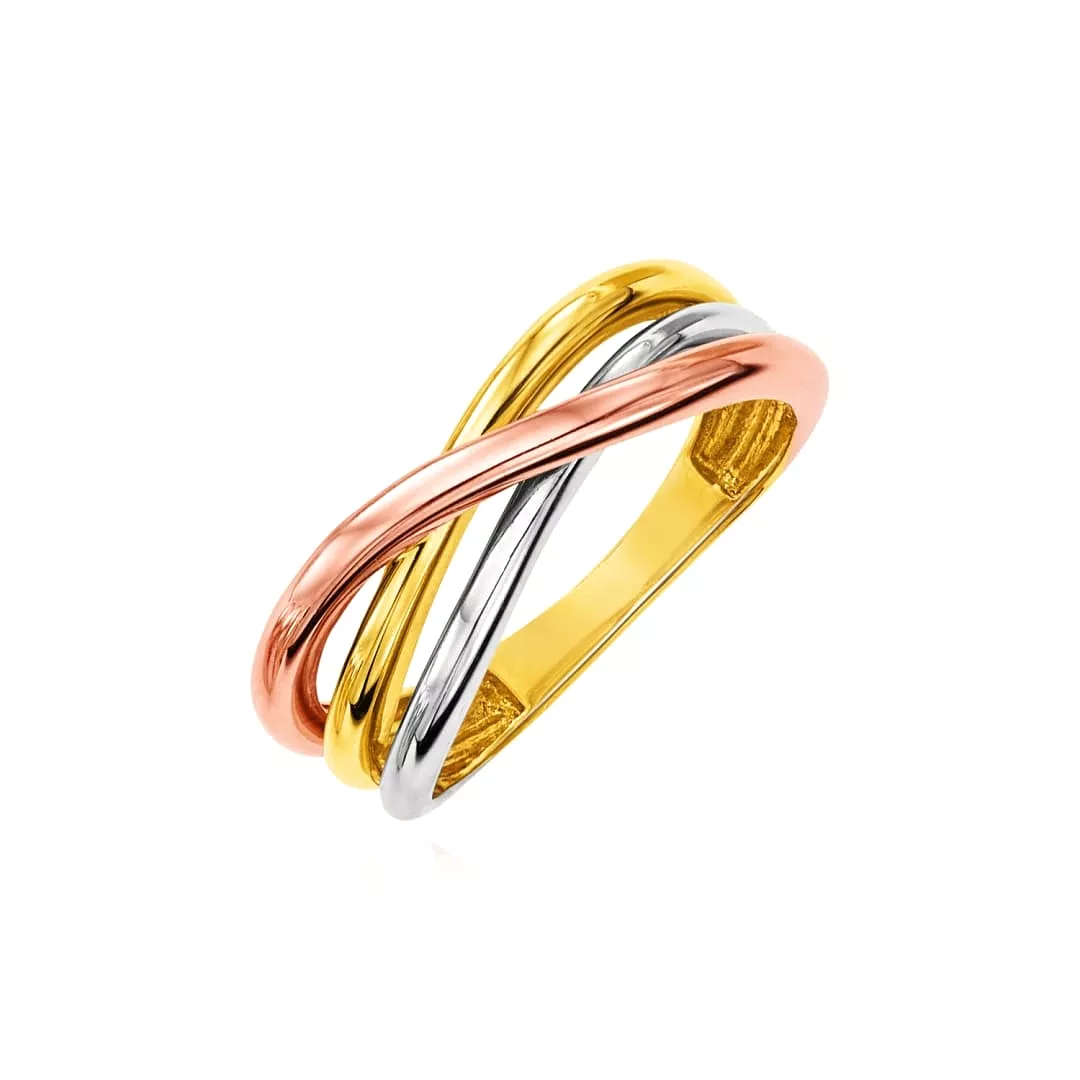 14k Tri Color Gold Twist Style Ring