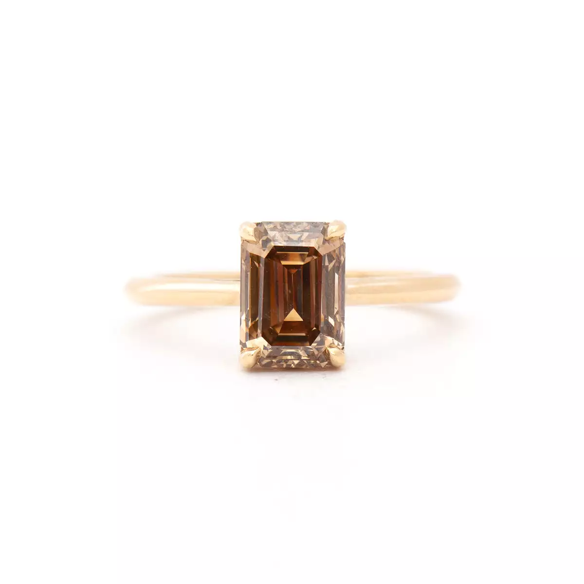 2.22 ct Emerald-Cut Champagne Diamond Bea Solitaire