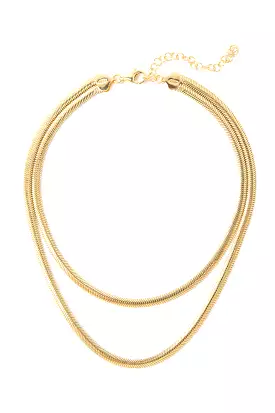 925 Gold Double Herringbone Chain Necklace