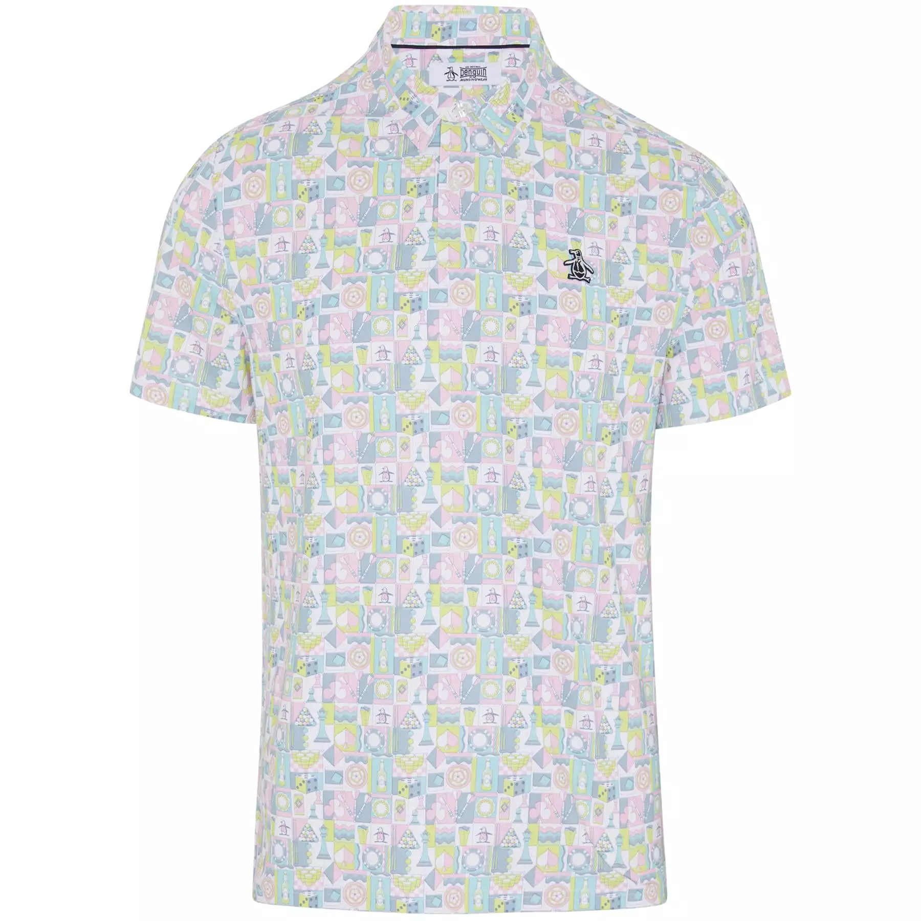 All-Over Novelty Grid Print Polo Bright White - SS24