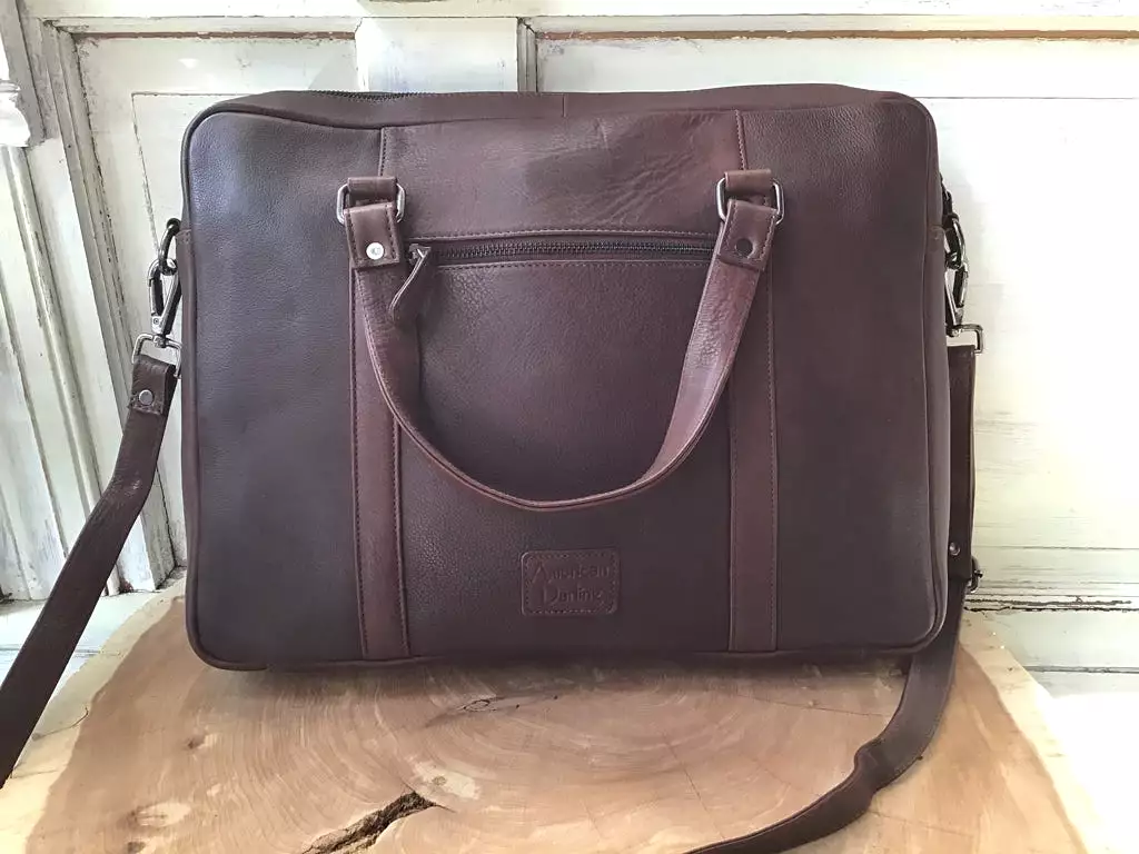 American Darling Chocolate Leather Briefcase Tote