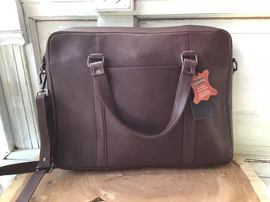 American Darling Chocolate Leather Briefcase Tote