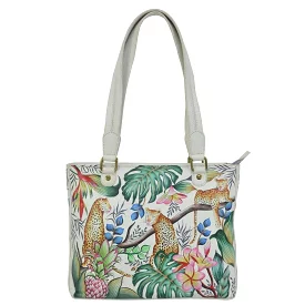 Anuschka Small Shopper Shoulder Bag 677- Jungle Queen Ivory