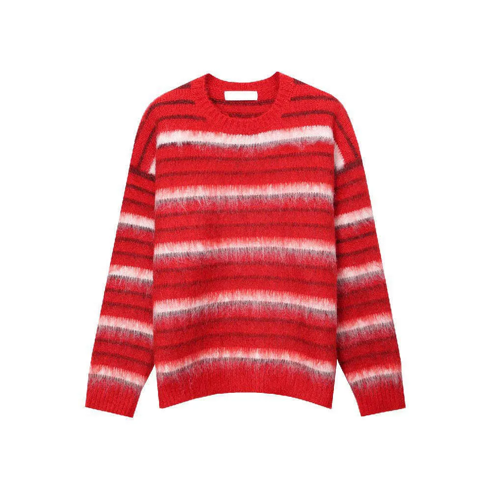 ASCLO  |Stripes Unisex Street Style Long Sleeves Oversized Sweaters