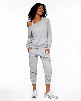 ASCOT OFF-SHOULDER SWEATER  GREY