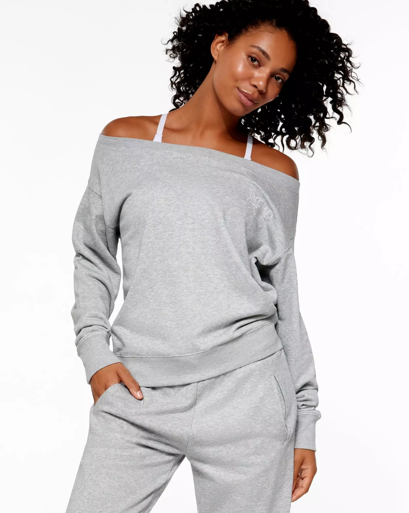 ASCOT OFF-SHOULDER SWEATER  GREY