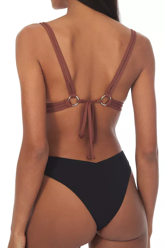 Black brown strappy o-ring triangle top