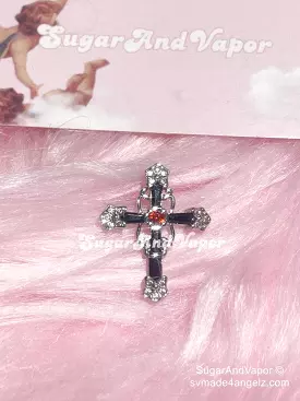 Black Cross Top Mount Belly Ring