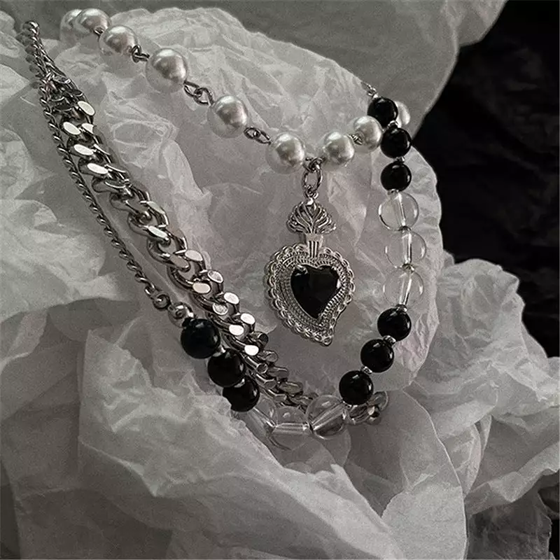 Black Pearl Chain Necklace