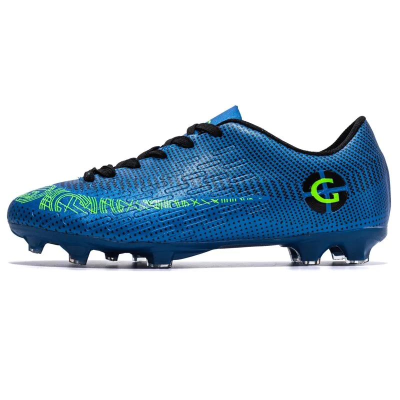 Blue Men's Comfortable Lace-up Wear-resistant Outdoor Soccer Shoes