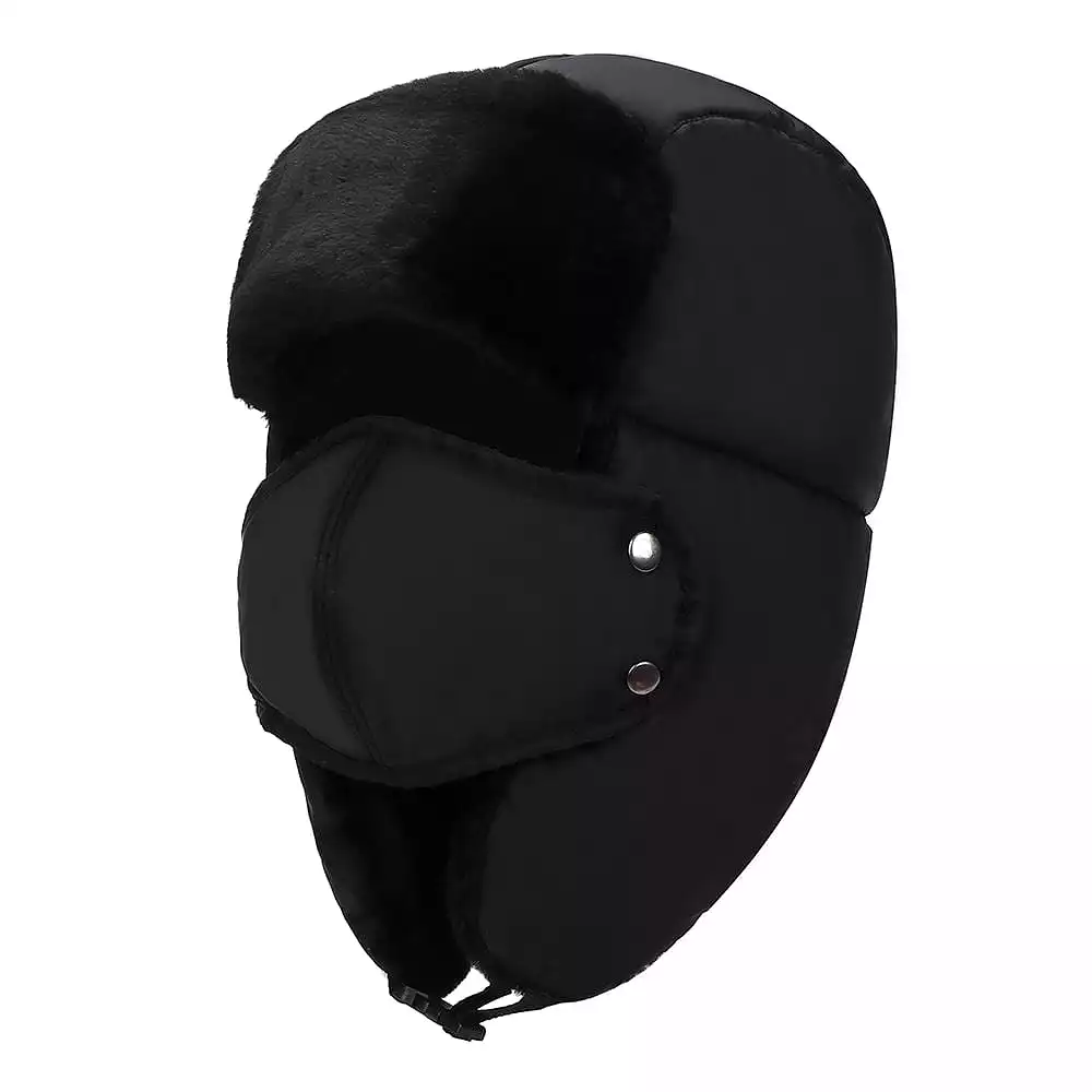 BravemanUnisex Trapper Eskimo Fur-Lined Winter Hunting Hat with Ear Flaps and Removable Mask