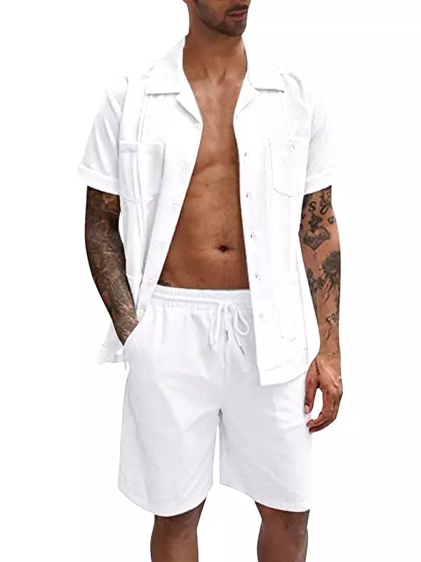 Casual Linen Men Clothing Set