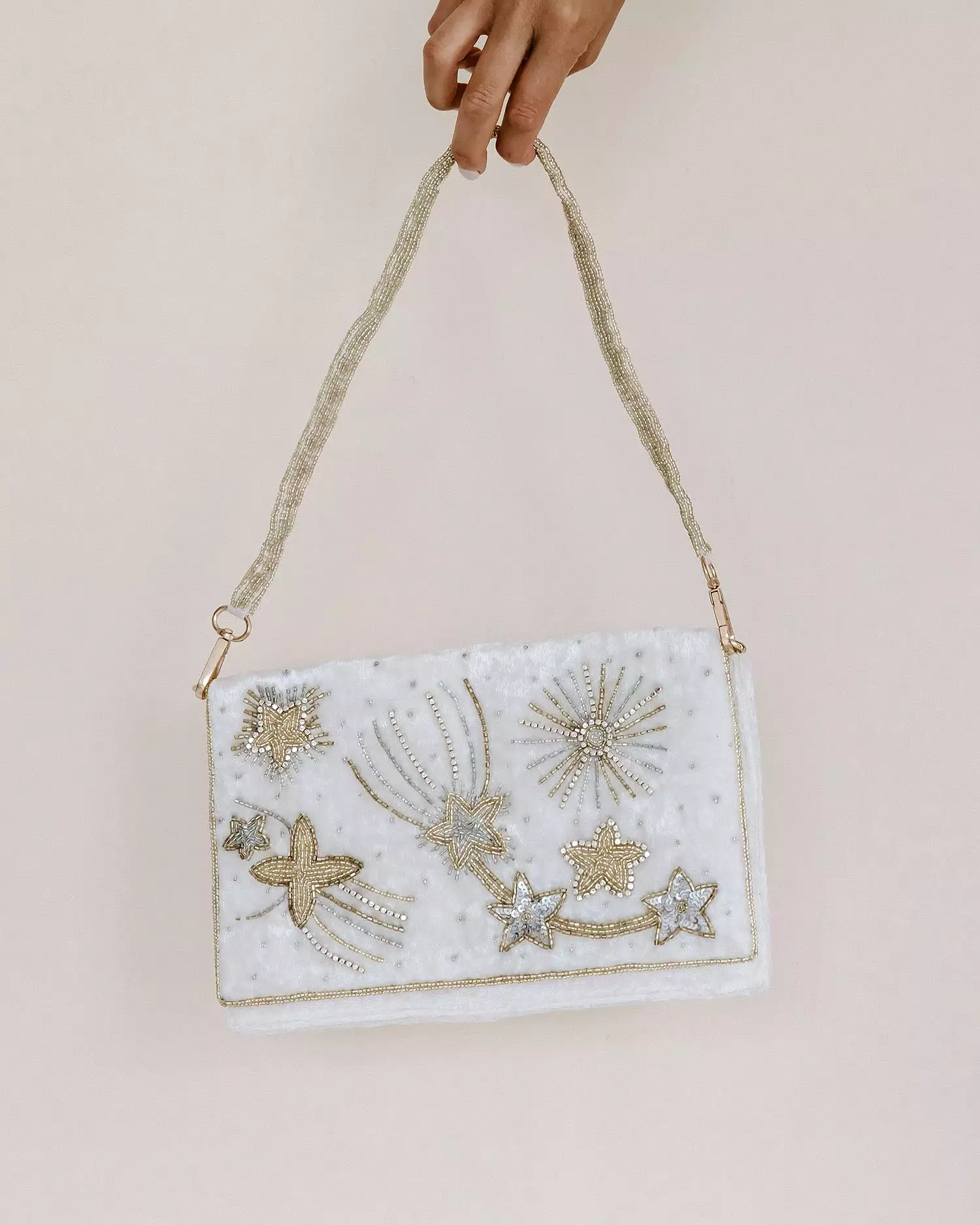 CELESTIAL - IVORY AND GOLD STAR WEDDING CLUTCH