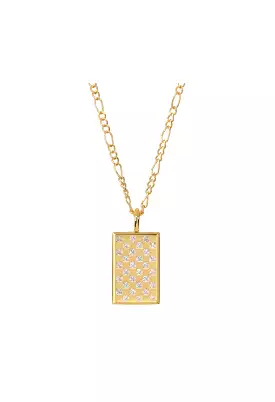 Checkerboard Dog Tag Necklace-Gold