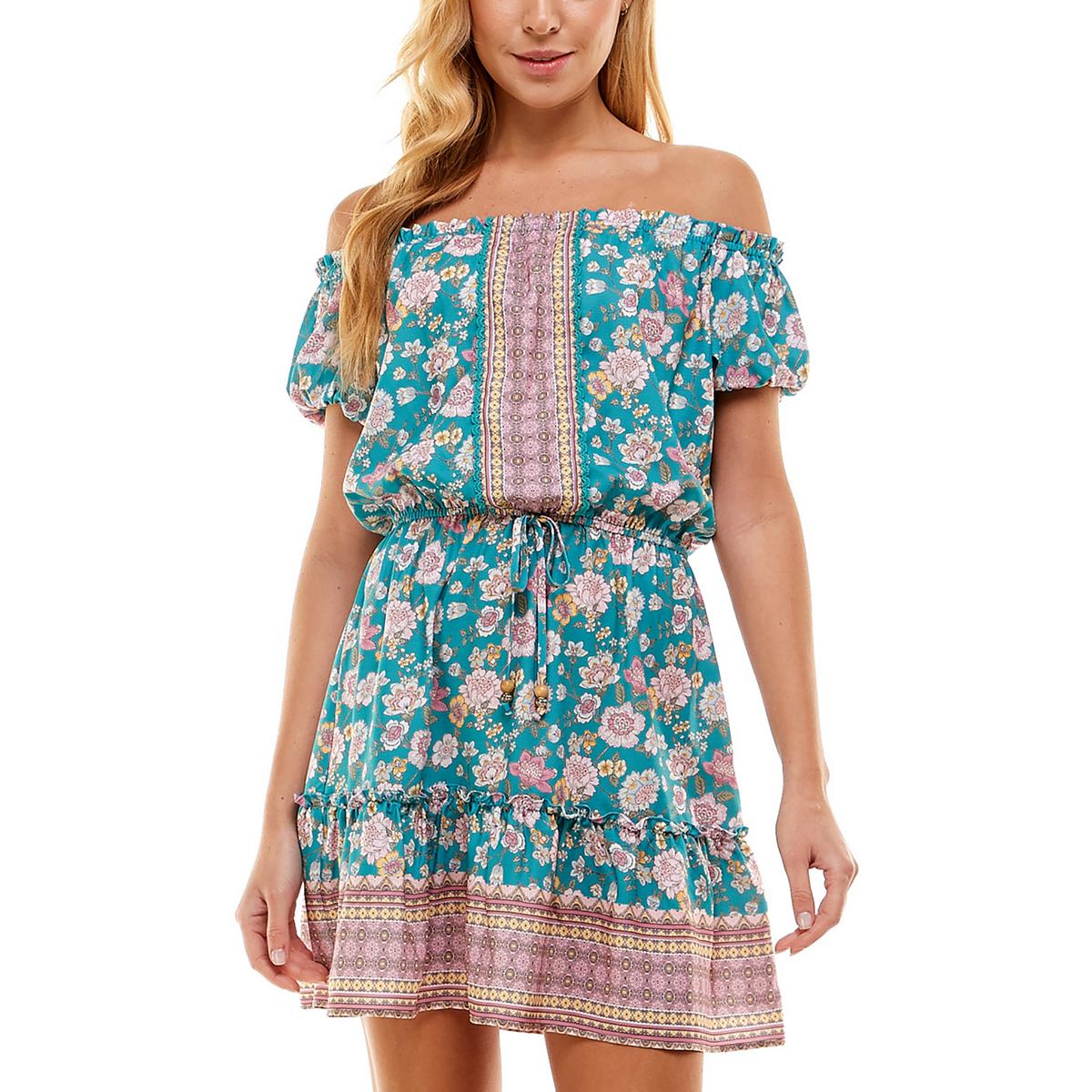 City Studio Womens Printed Short Mini Dress