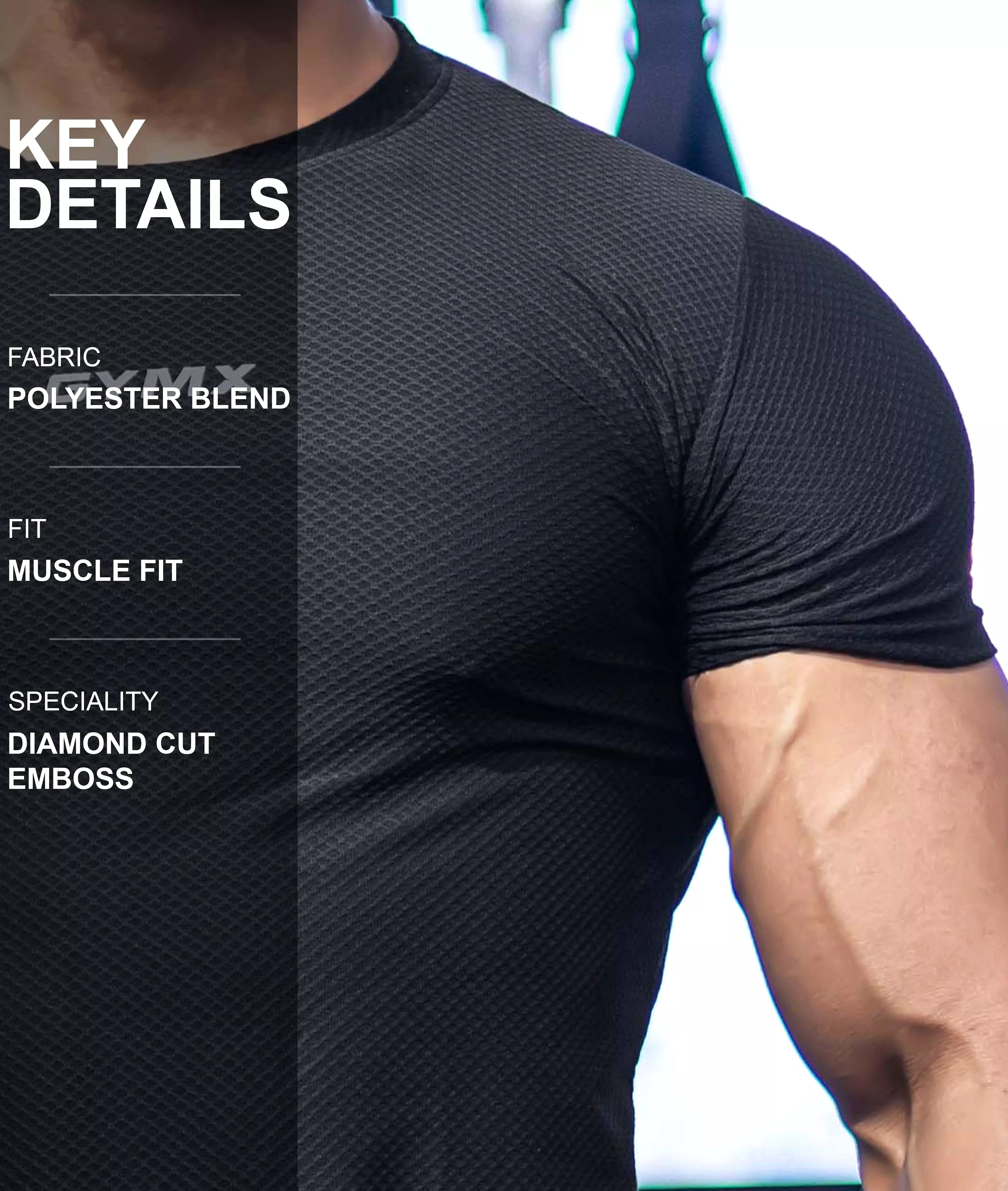 Diamond Cut GymX Tee: Black