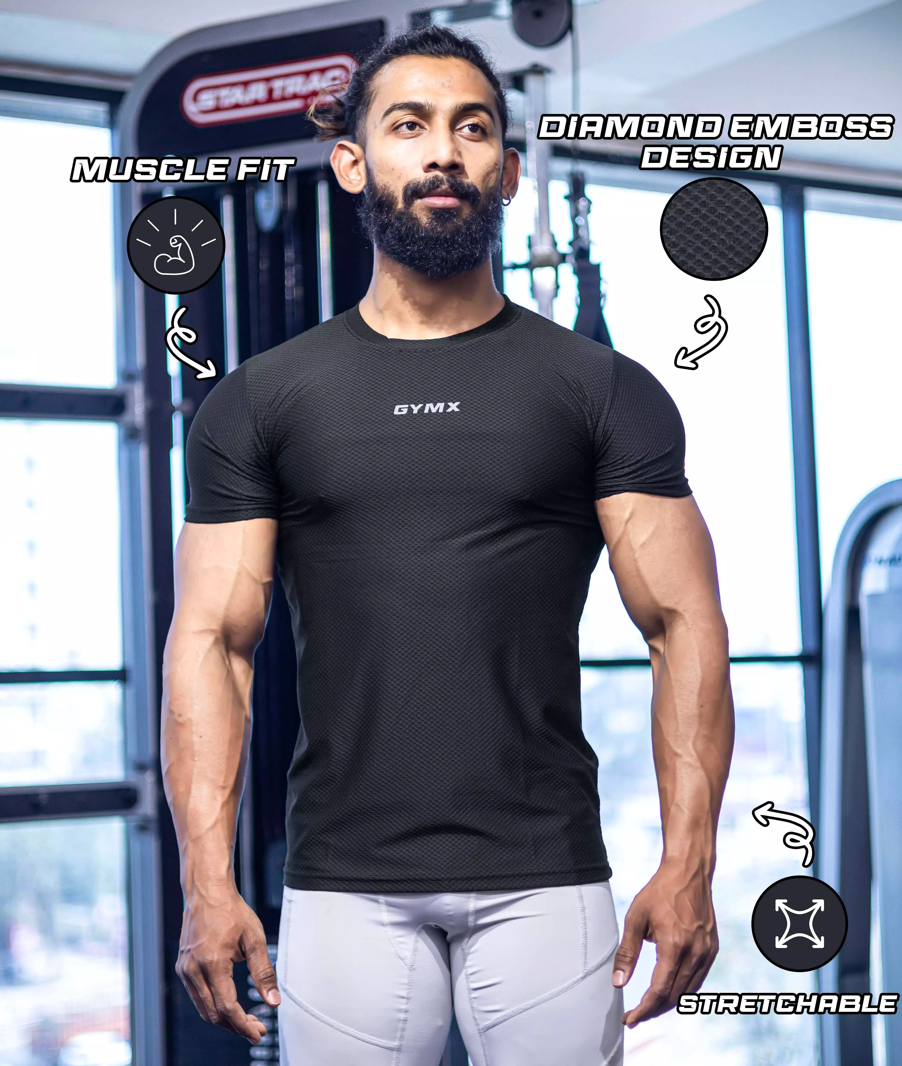 Diamond Cut GymX Tee: Black