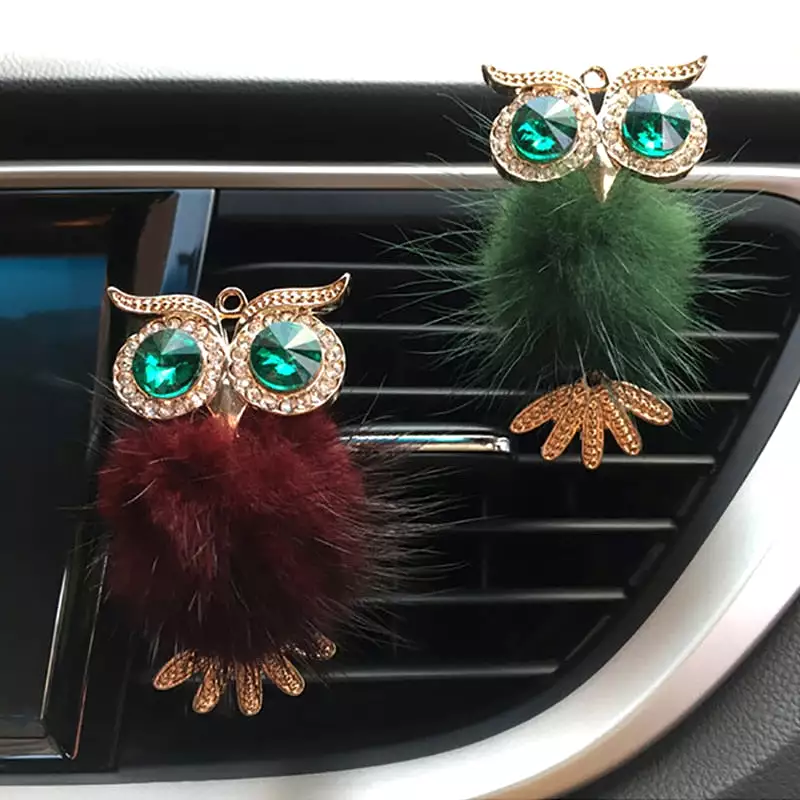 Diamond Fur Owl Car Air Freshener Auto Outlet Perfume Clip Scent Aroma Car