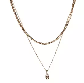 Double Chain Pave Necklace, Gold