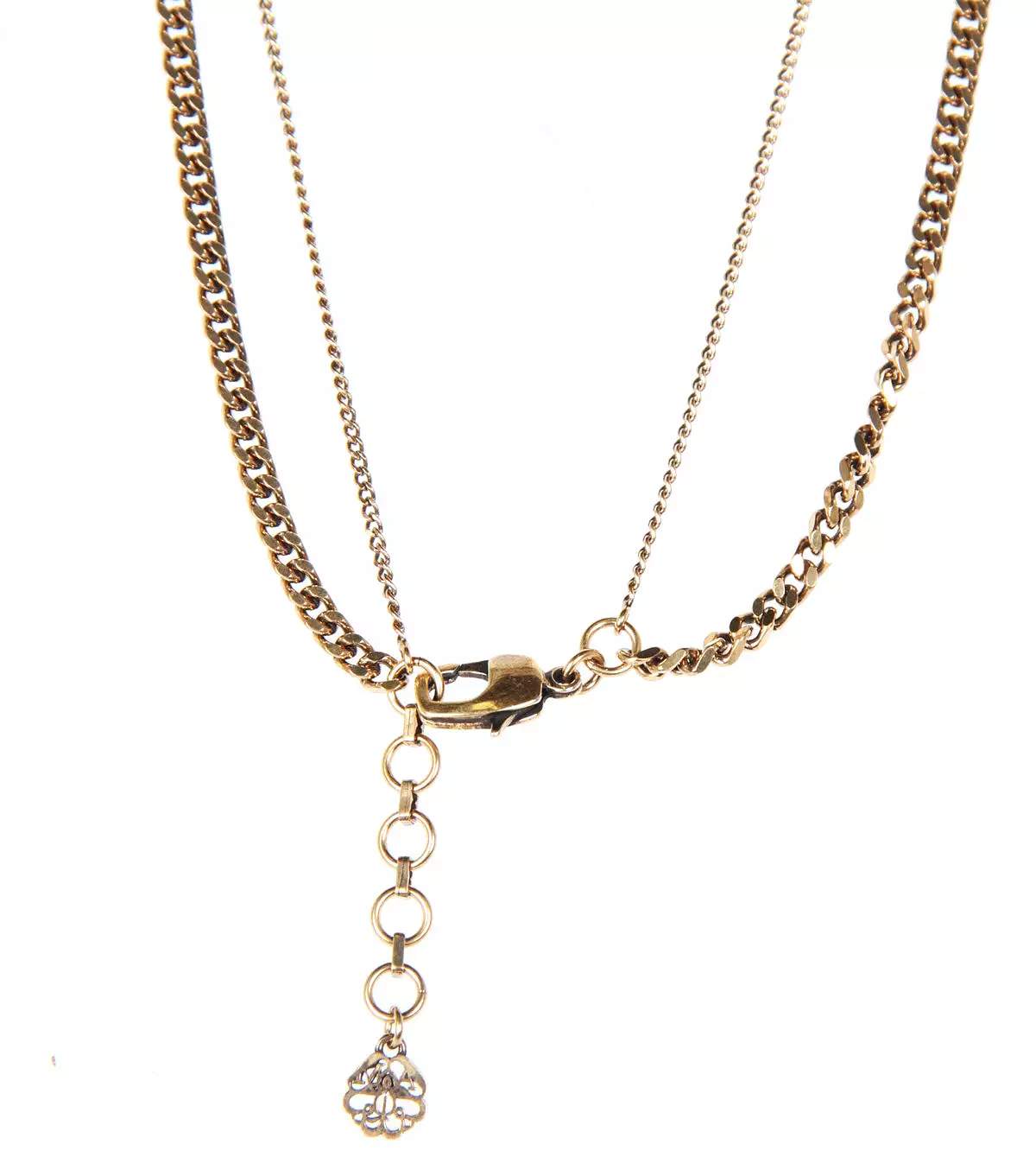 Double Chain Pave Necklace, Gold