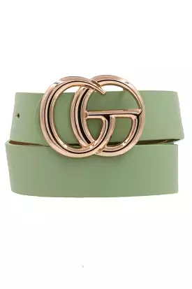 Double Metal Ring Faux Leather Belt