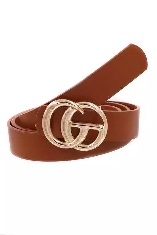 Double Metal Ring Faux Leather Belt