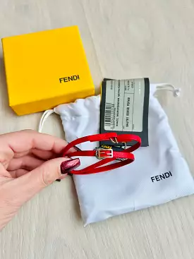 Fendi Microforever Napa Rosso Oro Chiara Bracelet