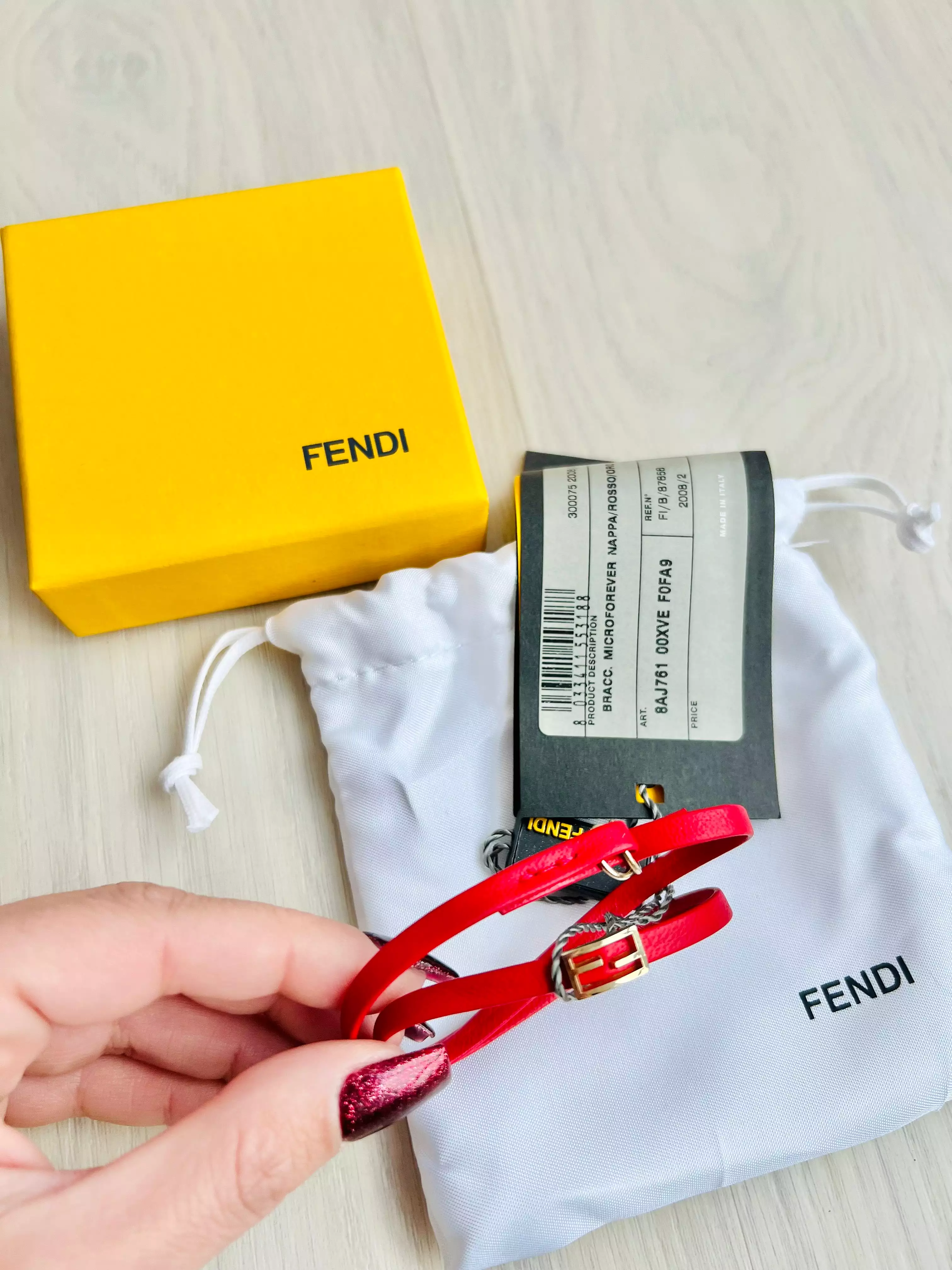 Fendi Microforever Napa Rosso Oro Chiara Bracelet