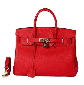 GENUINE Leather Amanda Togo padlock Bag RED 35