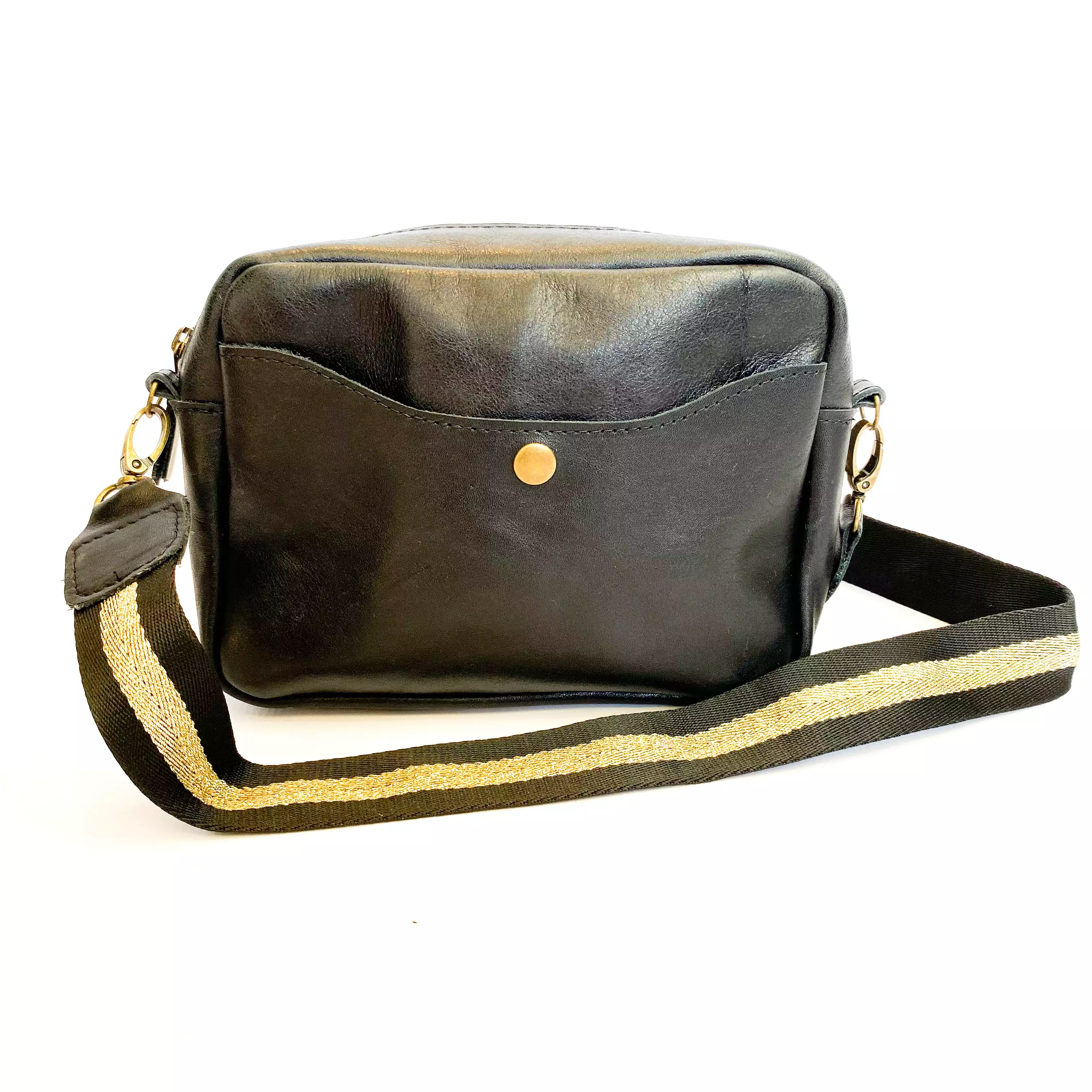 Gia leather black camera crossbody bag