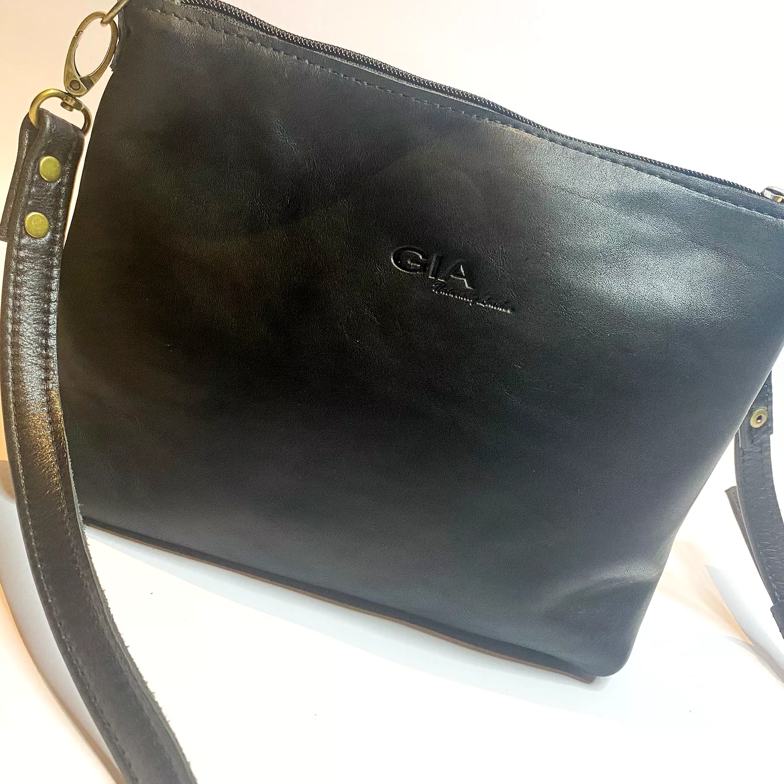 Gia leather black crossbody bag