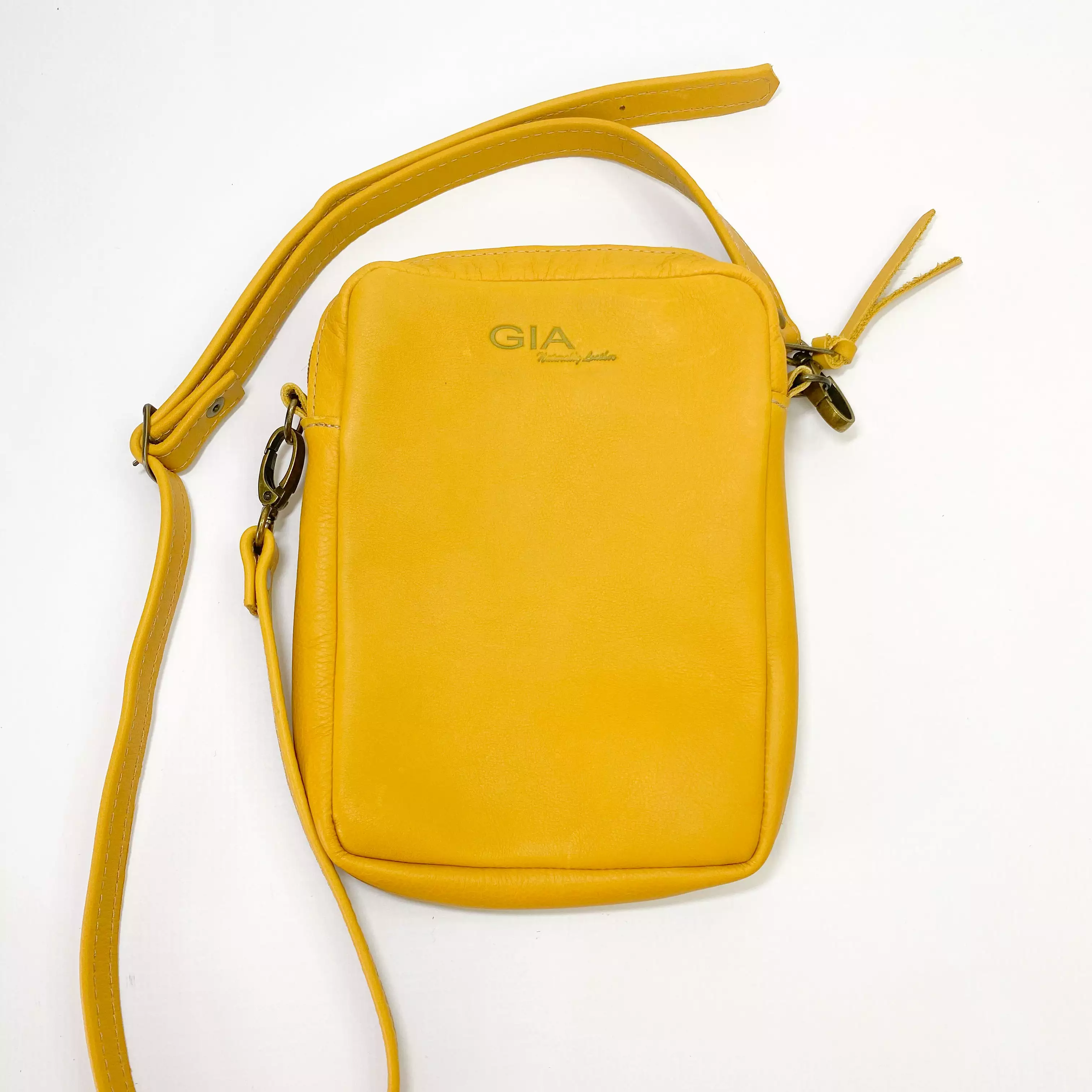 Gia leather yellow crossbody bag