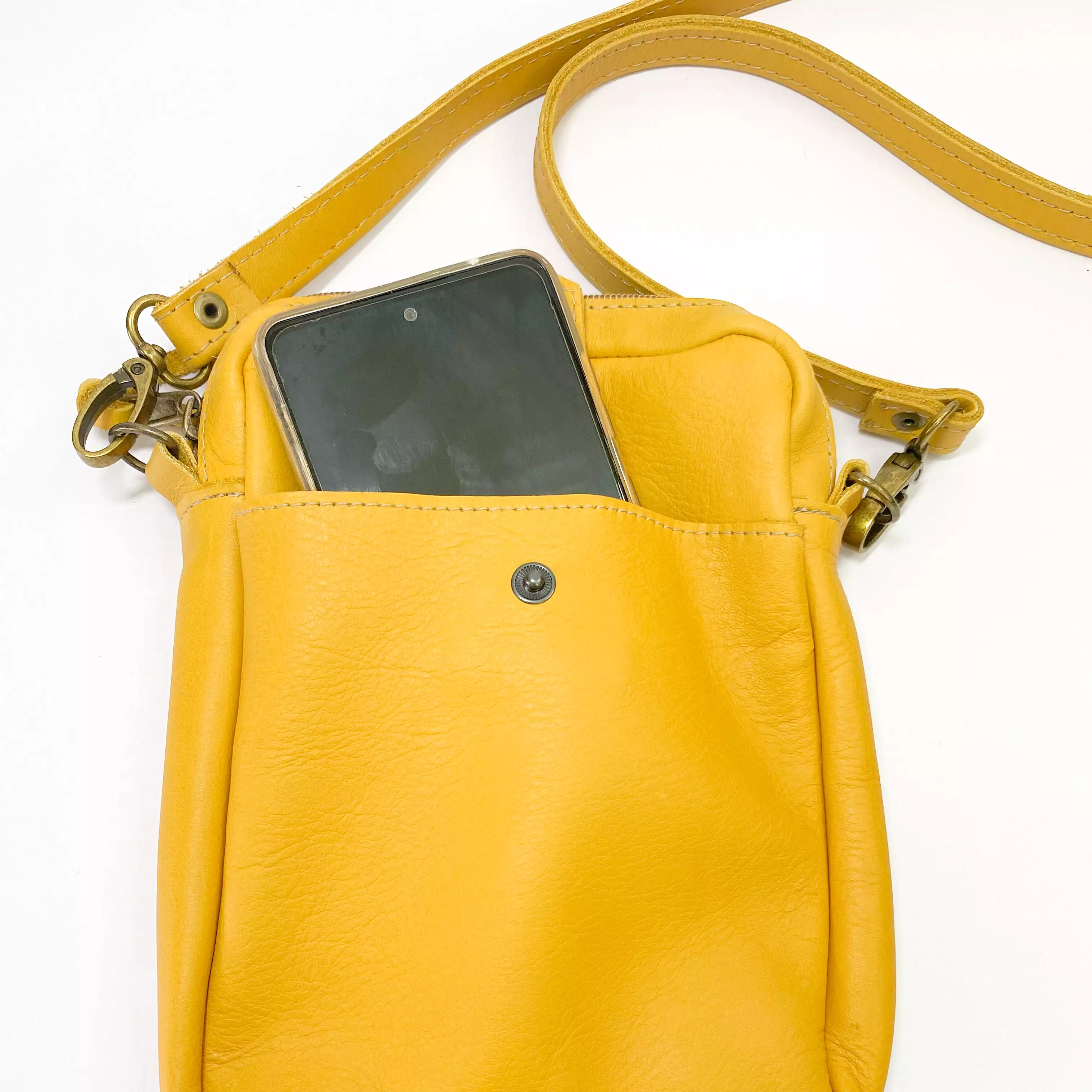 Gia leather yellow crossbody bag