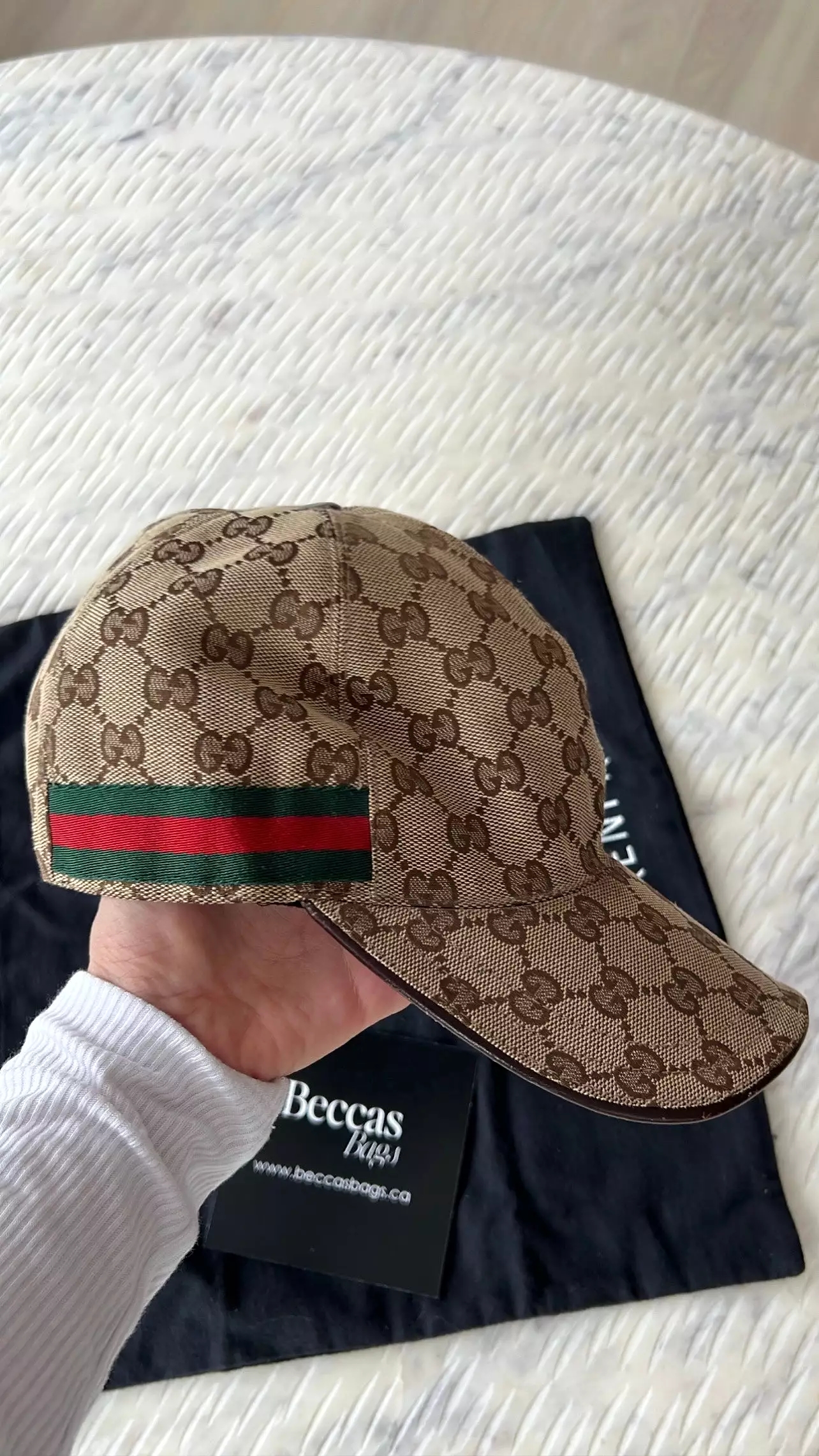 GUCCI ORIGINAL GG CANVAS BASEBALL HAT WITH WEB