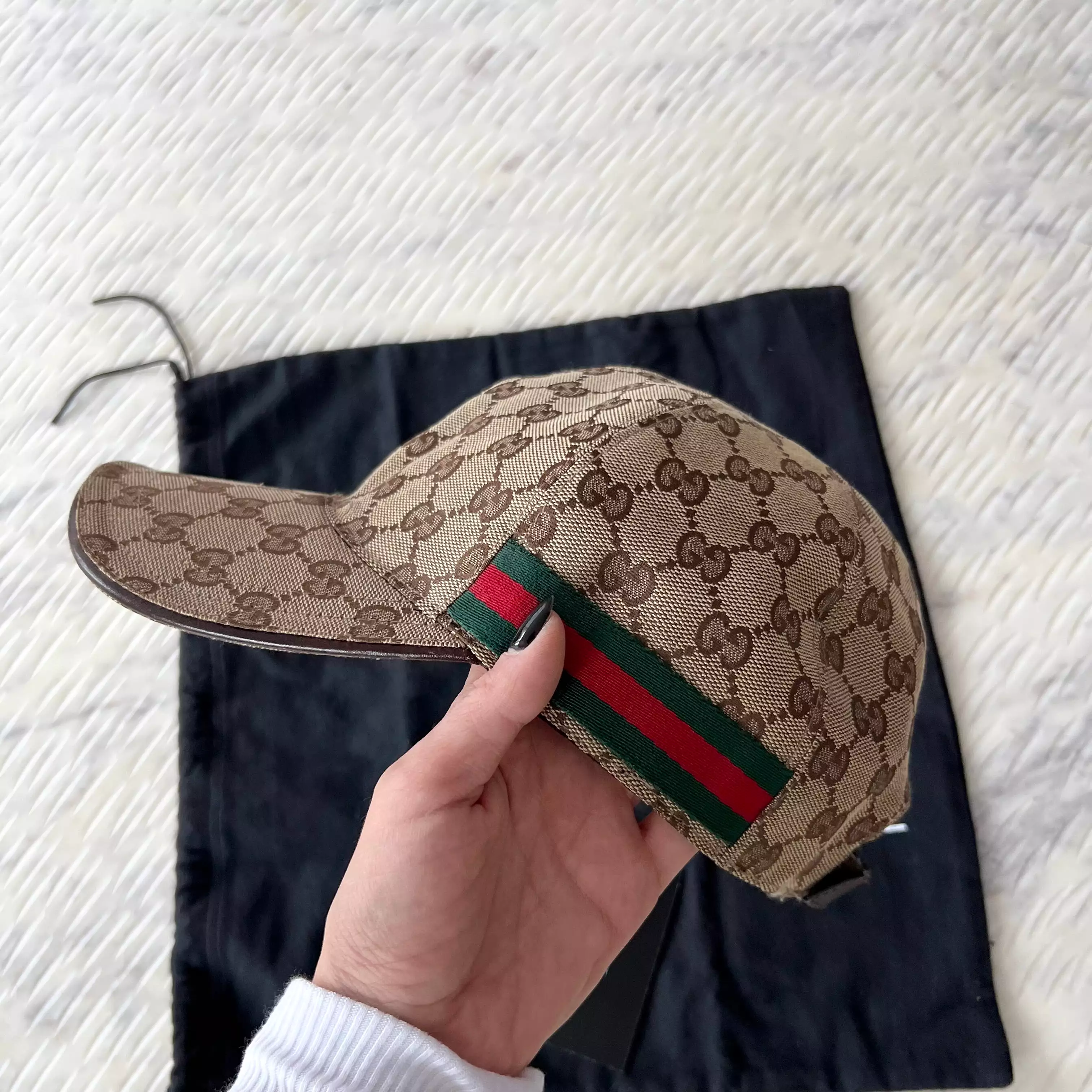 GUCCI ORIGINAL GG CANVAS BASEBALL HAT WITH WEB