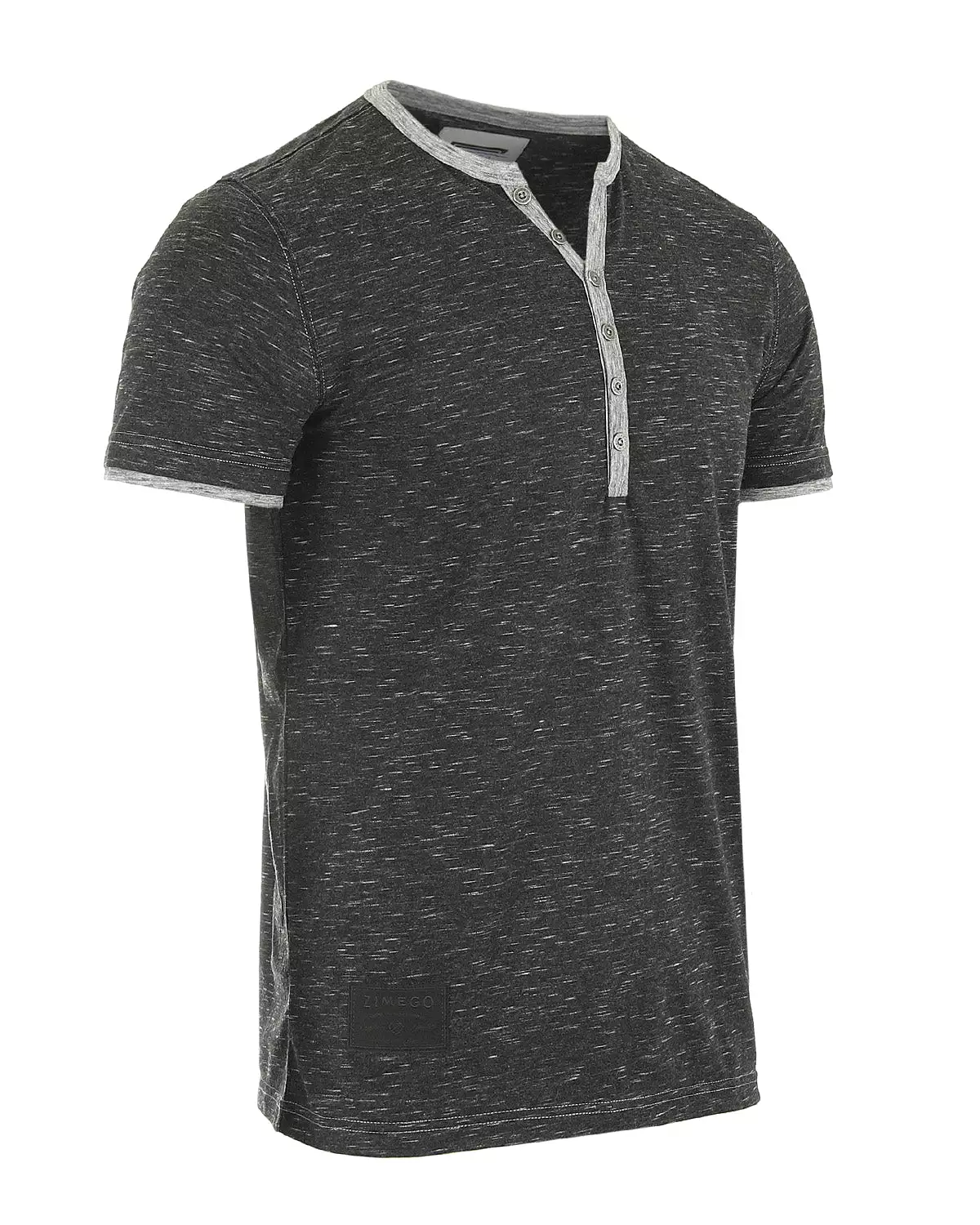 Henley Short Sleeve Contrast Neck and Hem Active Casual Tee Top