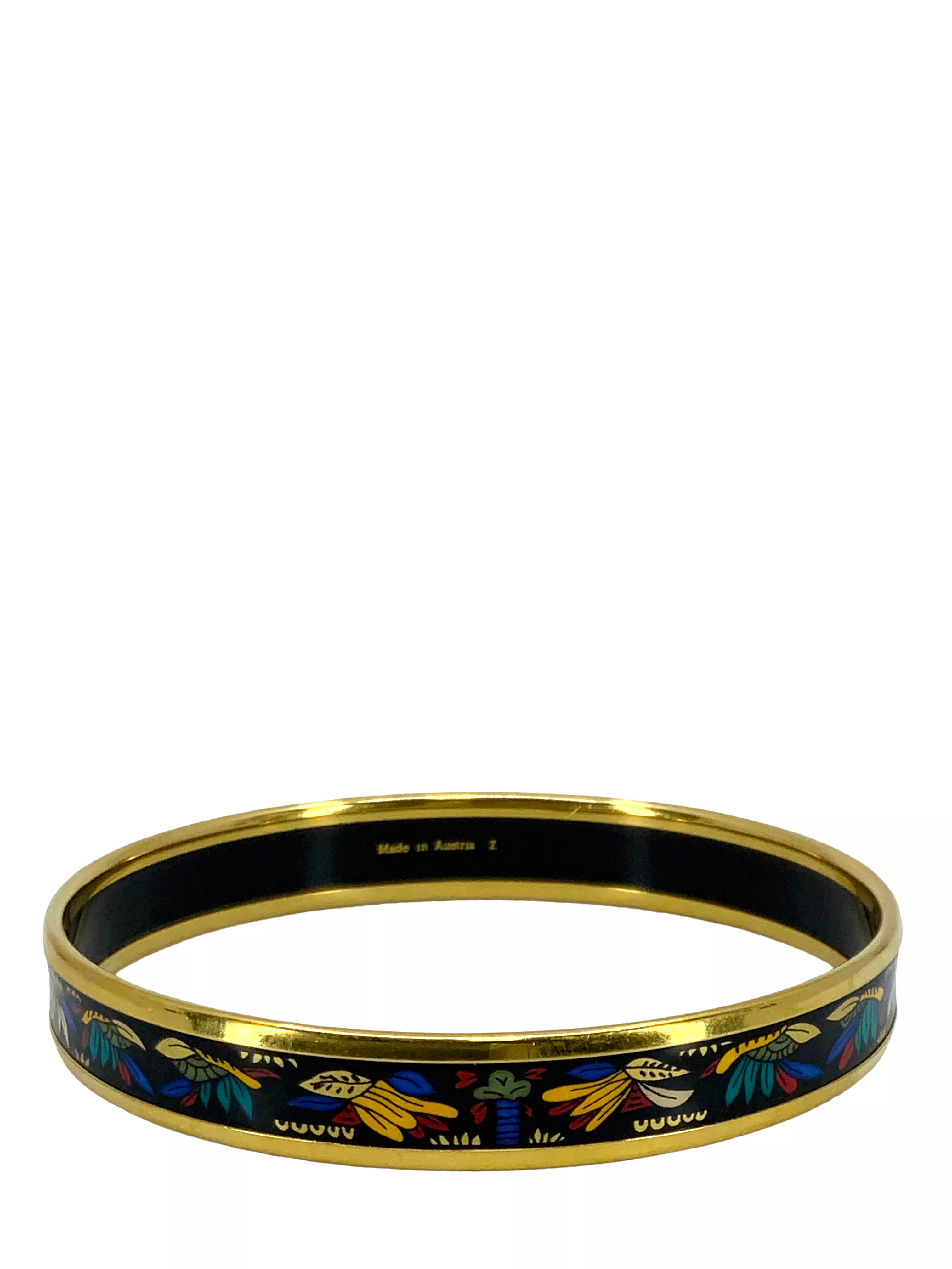 HERMES Botanical Printed Enamel Narrow Bracelet 65