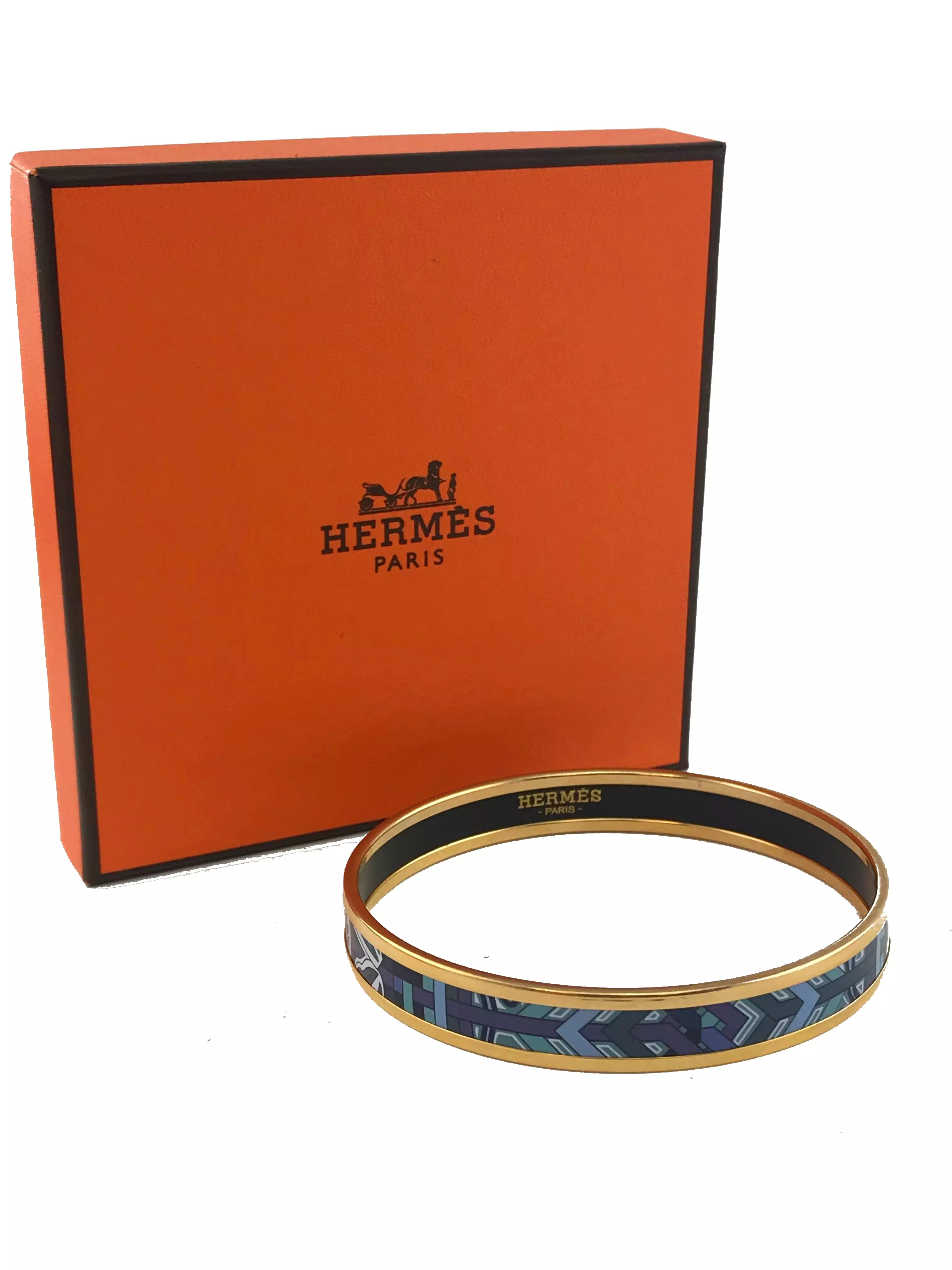 Hermes Narrow Printed Enamel Narrow Bracelet 65