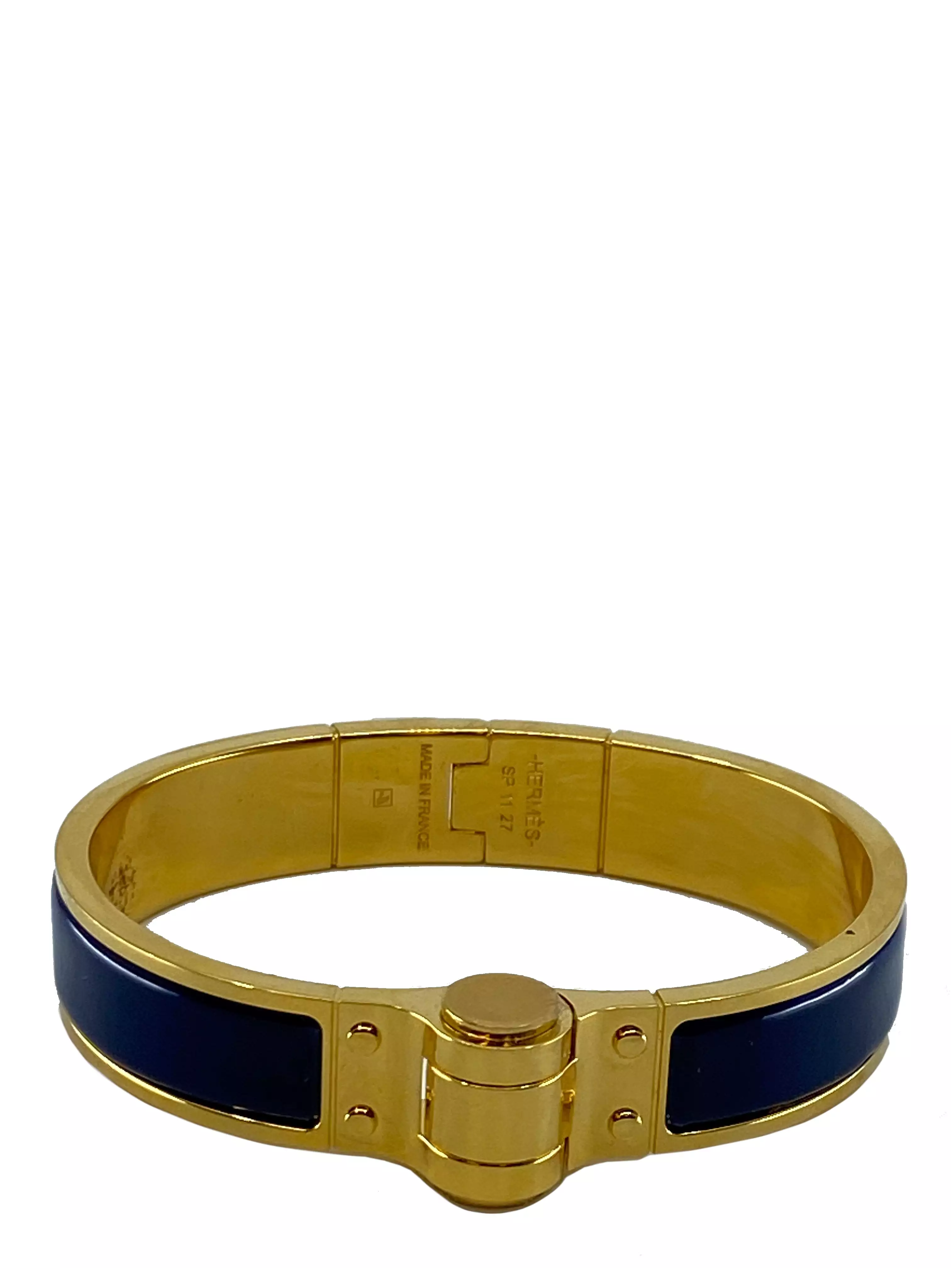 Hermes Navy Enamel Hinged Bracelet