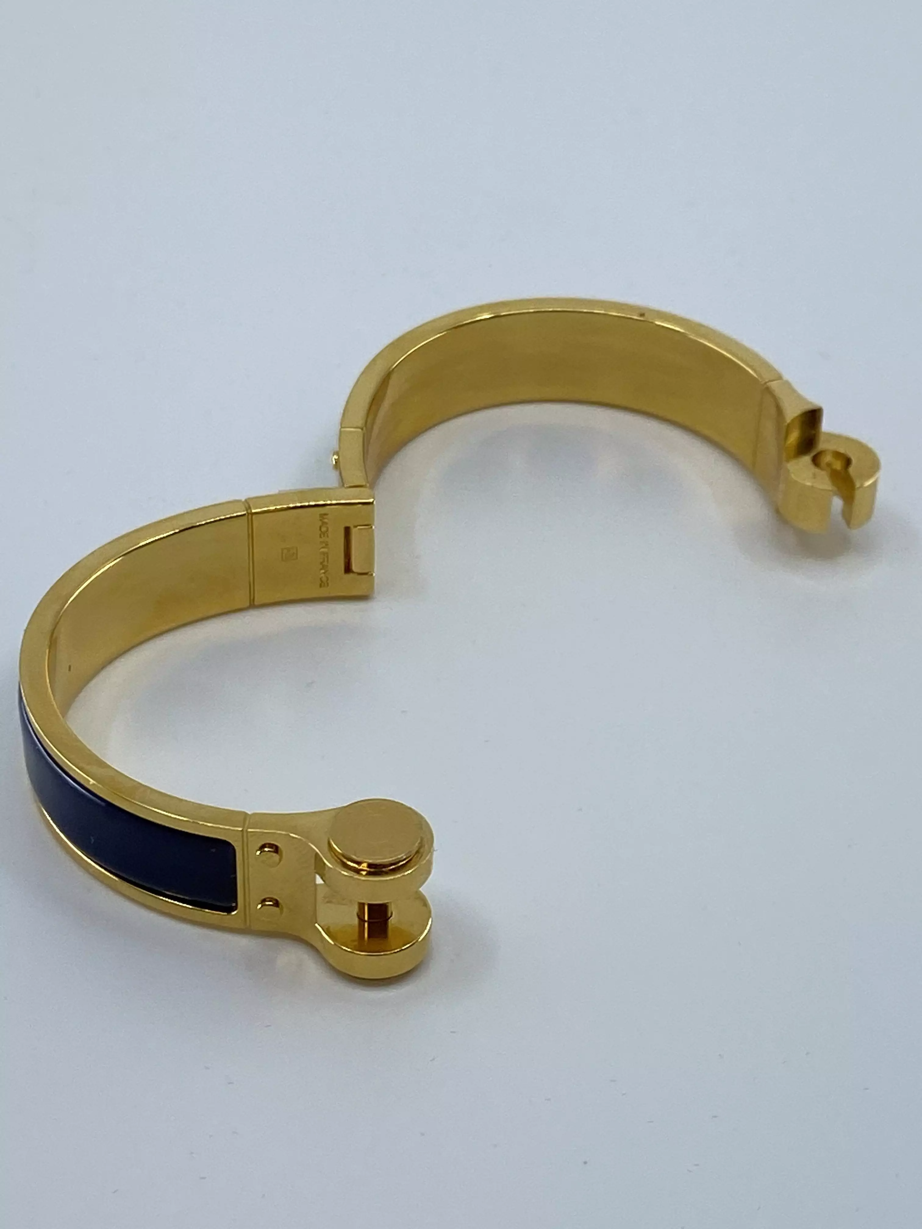 Hermes Navy Enamel Hinged Bracelet