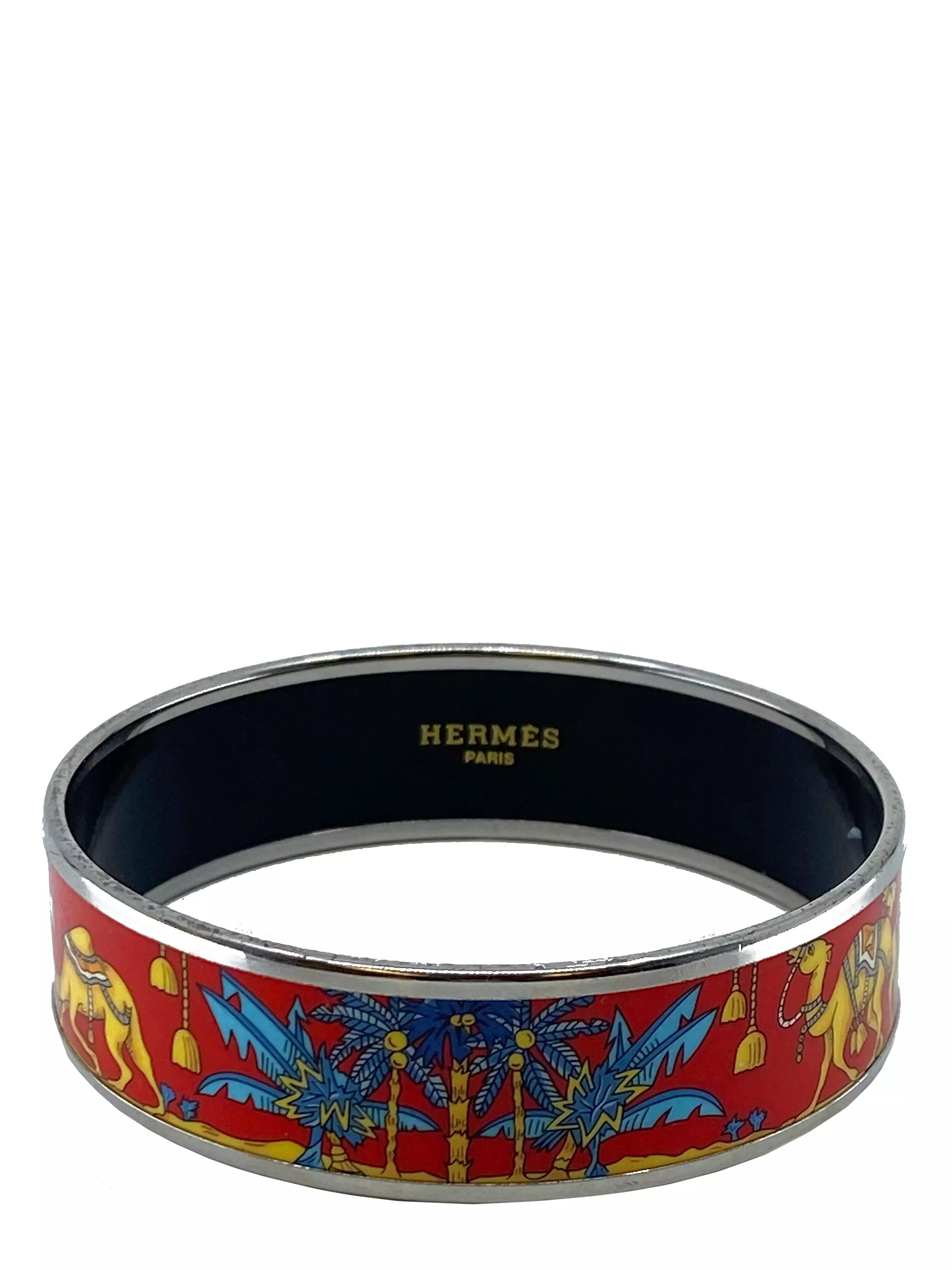 Hermes Red Blue and Gold Enamel Bracelet 65