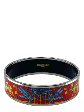 Hermes Red Blue and Gold Enamel Bracelet 65