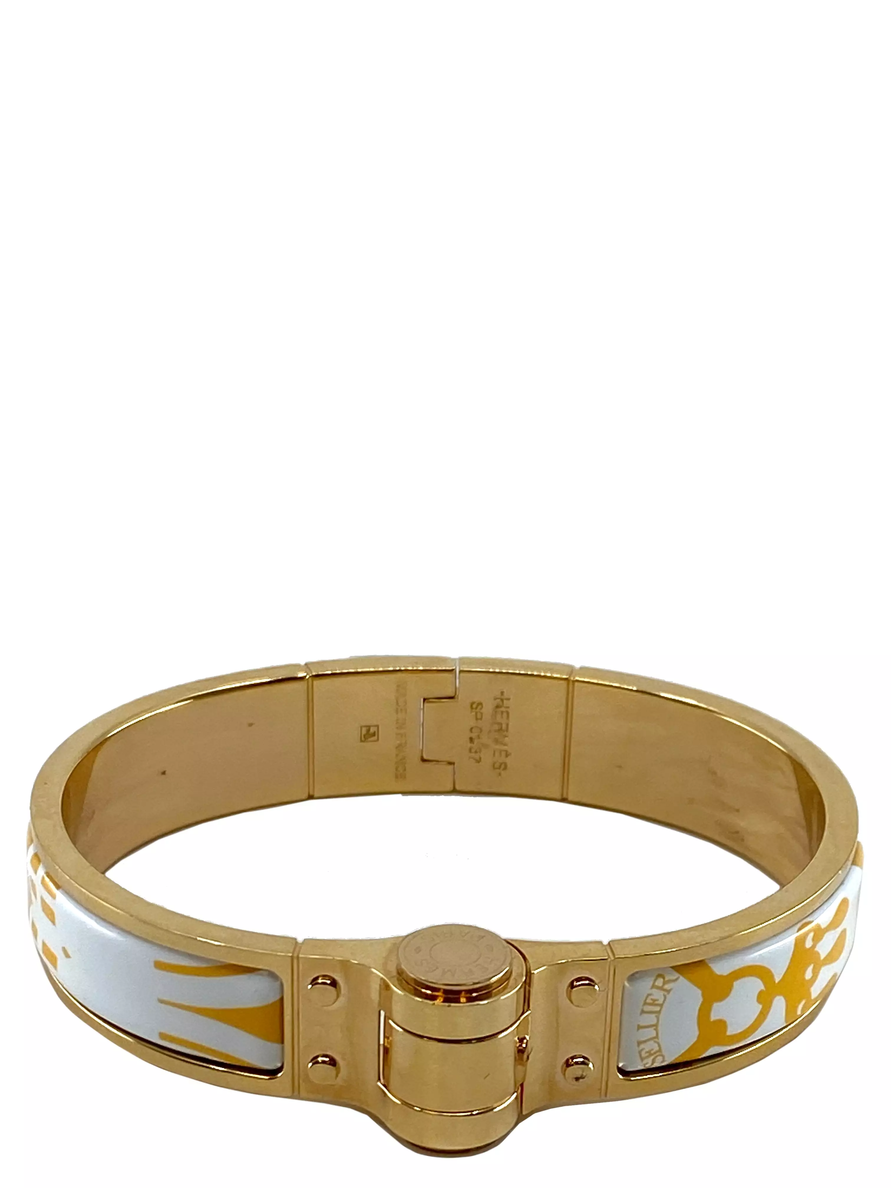 Hermes Sellier Printed Enamel Hinged Bracelet