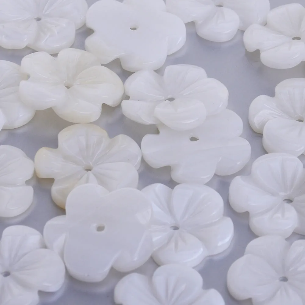 High Quality 10mm White Mother of Pearl Shell Flowers beads Natural Shell charm  central hole 1mm diy earring Hair accessories 1