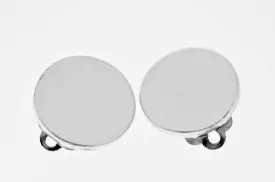 Iron Clay Silver Clip On Disc Earrings