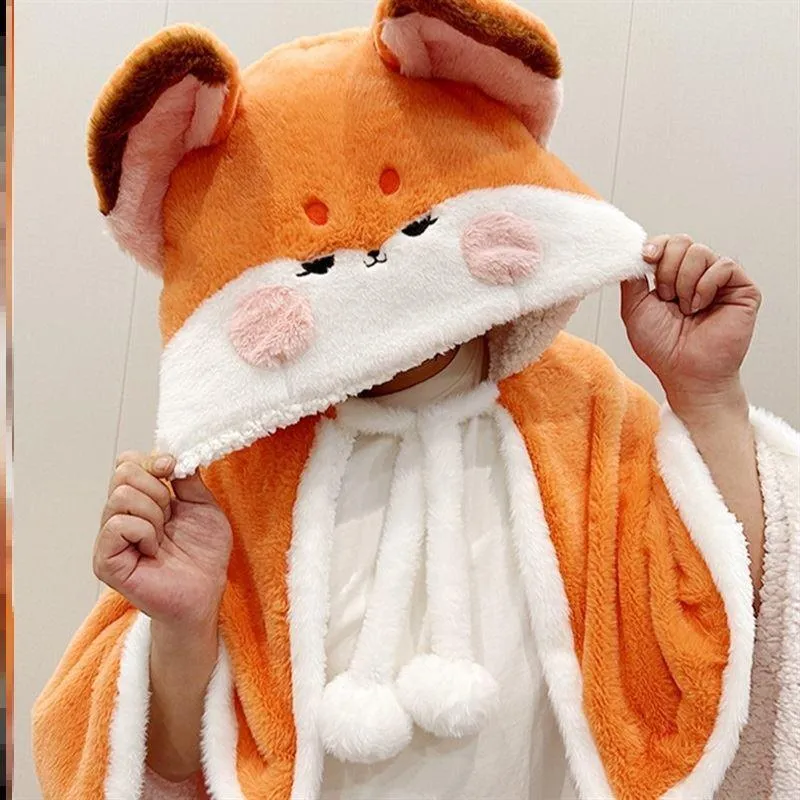 Kawaii Fox Fleece Winter Cape ME54