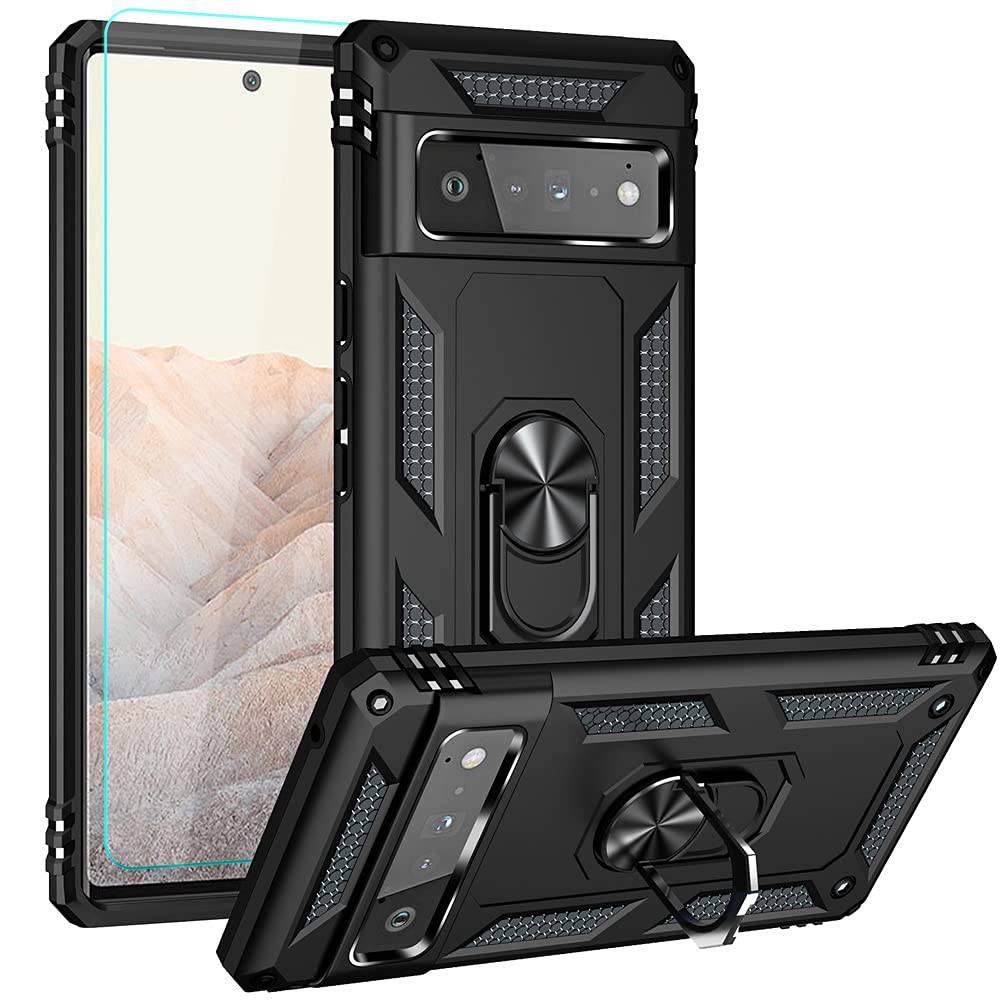 Luxury Armor Ring Bracket Phone case For Google Pixel 6 Pro With 1-Pack Screen Protector