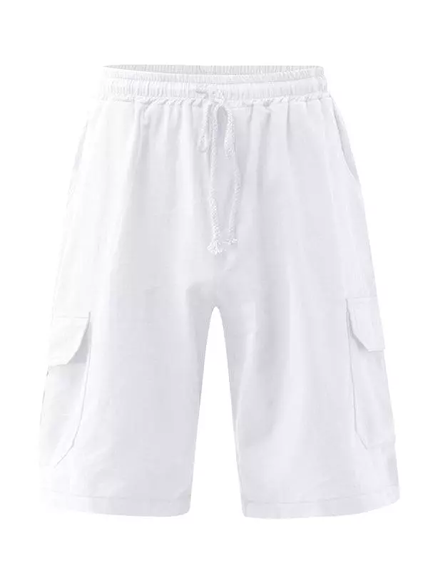 Men Linen Cargo Shorts