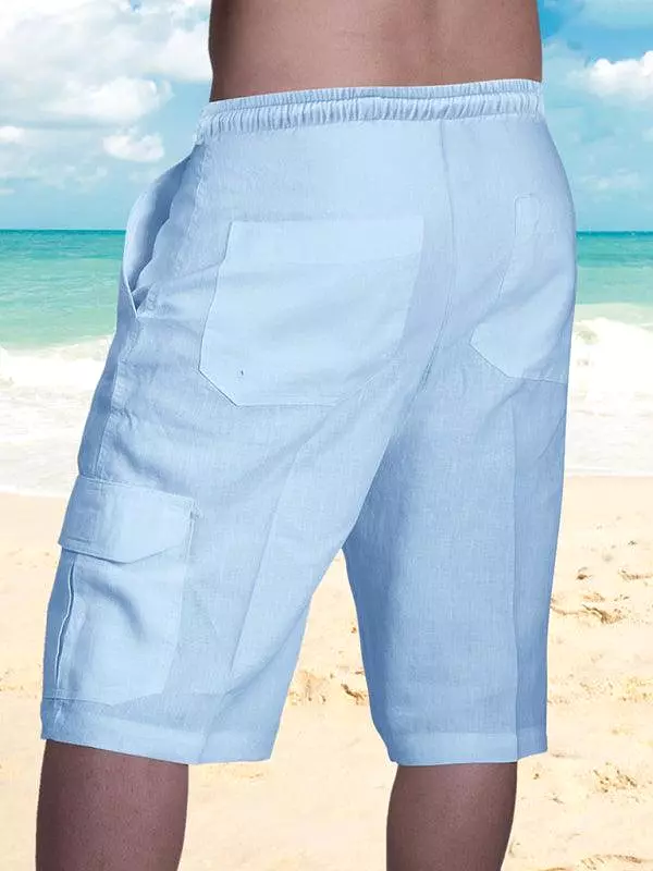 Men Linen Cargo Shorts