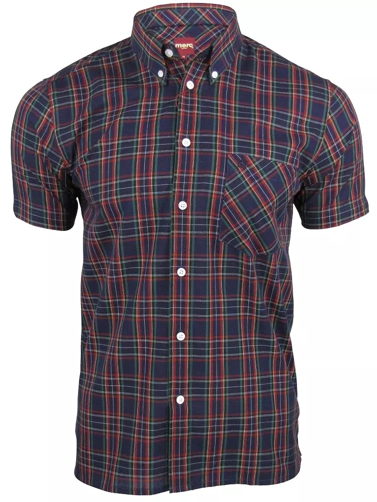 Merc London Men's 'Mack' Tartan Check Shirt - Short Sleeved